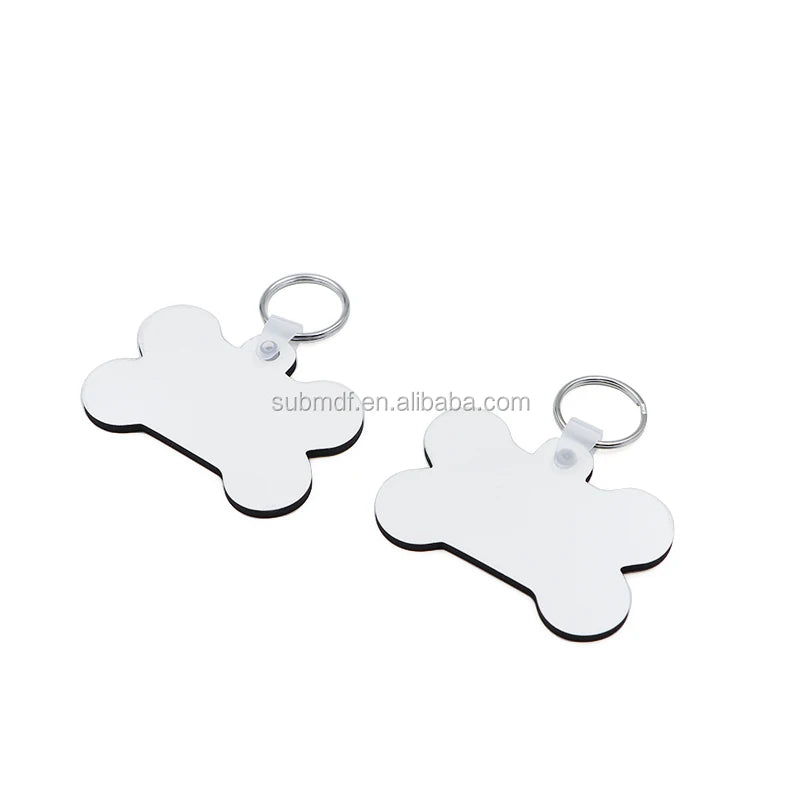 Bone Shape Blank Printable Mdf Sublimation Keychain for Promotional Gift