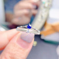 Custom 925 Sterling Silver Platinum Natural Sapphire Engagement Rings for Women Geometric Opal Ring Rhodium Setting Jewelry