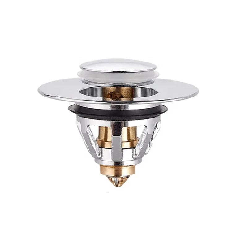 Guida 732007 2021 Updated Standard Wash Basin Pop up Sink Plug  Brass Drain Filter Push Type With Anti-clogging Hair Catcher