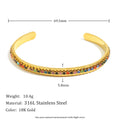Dreamshow Turquoise Zircon Cuff Bangle Colorful Fashion PVD Gold Plated Waterproof Non Tarnish Stainless Steel Jewelry