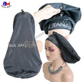 Customize Double Layer Long Shower Cap Satin Lined Waterproof Hair Bonnets with Custom Logo and Snap Button Bonnet