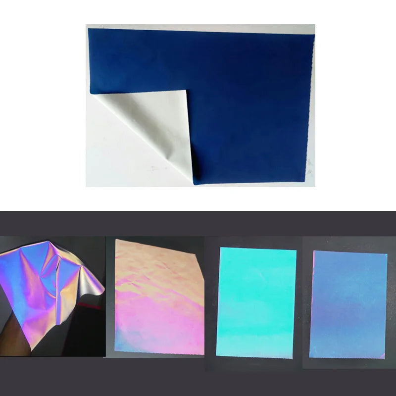 New Blue Color Polyester Scratched Washed Resistant rainbow Iridescent Reflective Fabric for Fashion Down Cotton Padded Jacket