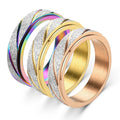 Wholesale Fashion Stainless Steel 6mm Sand Blasted Rotatable Anexity Relief Finger Ring Jewelry China Manufacturer Supplier