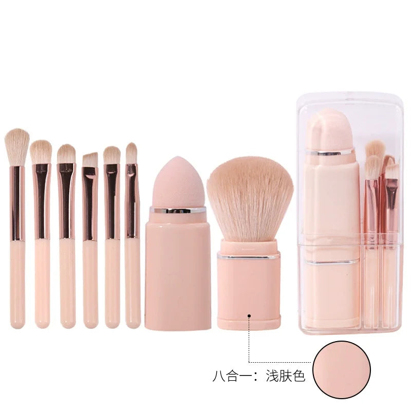 8 in 1 Makeup Brush Set New Style Travel Portable  Retractable Eye Shadow Brush Hidden Blending Blush Brush