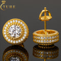 Handmade Hip Hop Jewelry Luxury 925 Sterling Silver VVS Moissanite Diamond Iced Out Vintage Halo Stud Earrings for Men