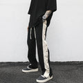 OEM Custom  Trousers for Men Streetwear Stock Button Track Pants With Stripe