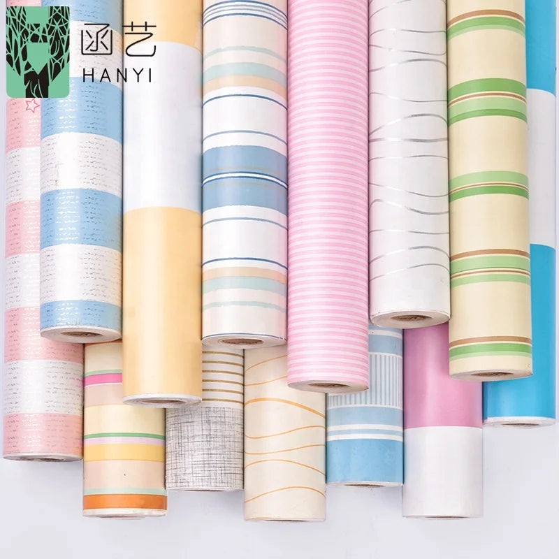 PVC Wallpaper Self-adhesive Bedroom Cartoon Pink Blue Warm Self-paste Grid Wallpaper Waterproof and Moisture
