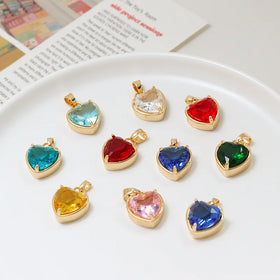 New 14Mm Heart Shaped Pendant 18K Gold Plated Sparkling Crystal Zircon Accessories for Earring Bracelet Necklace Ankle Jewelry