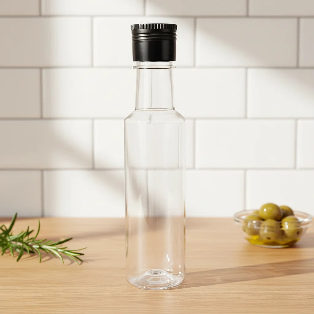 250ml 500ml 750ml 1L Food Grade Square Plastic Sauce Bottles with Pump Sprayer 24mm Empty Storage Size