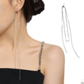 Single Piece S925 Sterling Silver Long Chain Tassel Earrings Silver Tassel Earrings