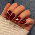 Private Label Luxury Short Oval Fake False Nails With Glue Wholesale Soft Gel Custom Red Cat Eye Thick Acrylic Press On Nails