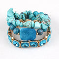 New Chip Stone  Shiny Square Bling Crystal Bead Bracelet Natural Gemstone Square Druzy Stack Bracelet Set