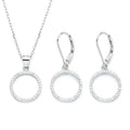 925 Real Silver Round Shape Dangle Earrings and Necklace Jewelry Set for Women