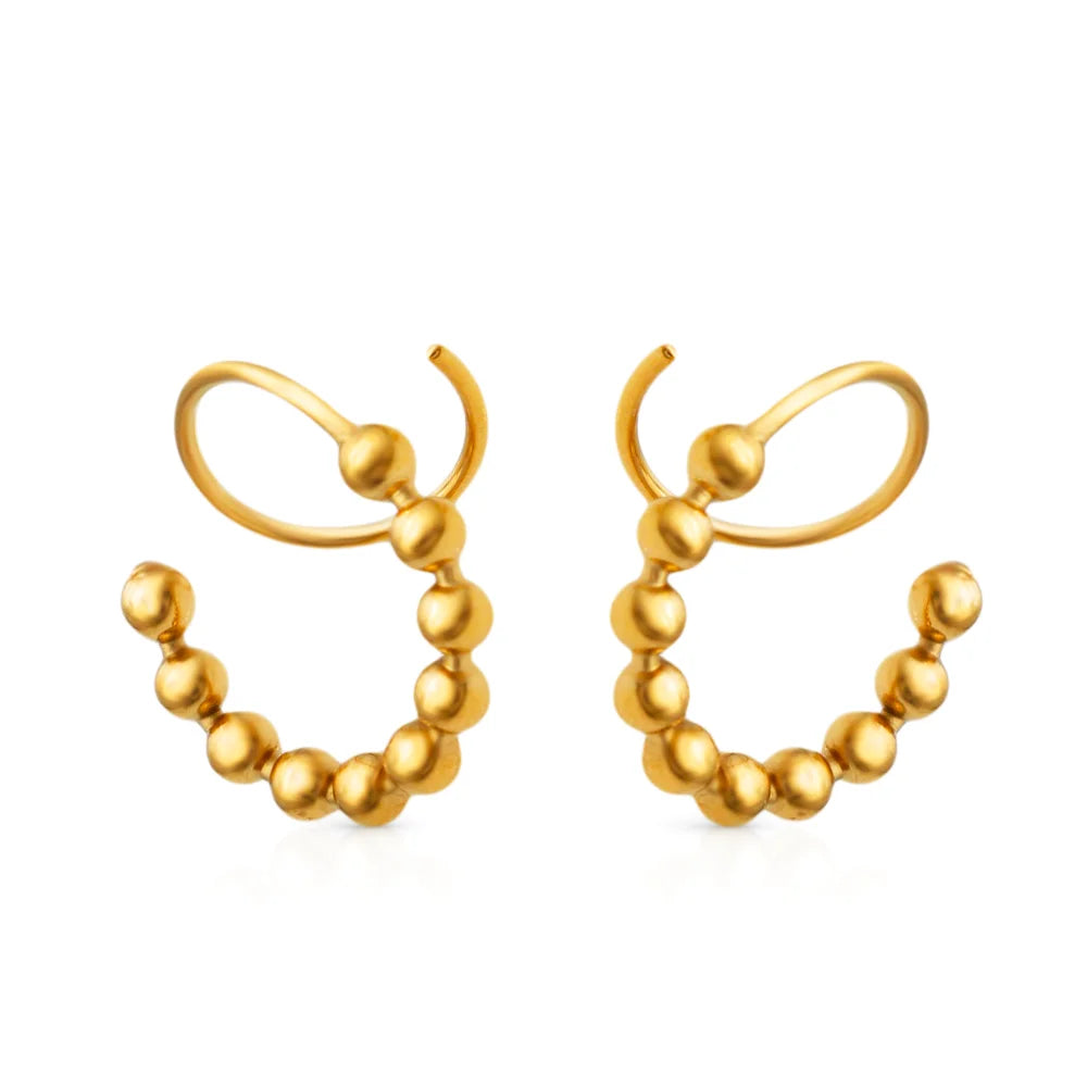 Chris April 361L Stainless Steel PVD 18K Gold Plated Spiral Pin Beaded Earrings Fashion Spring Earrings