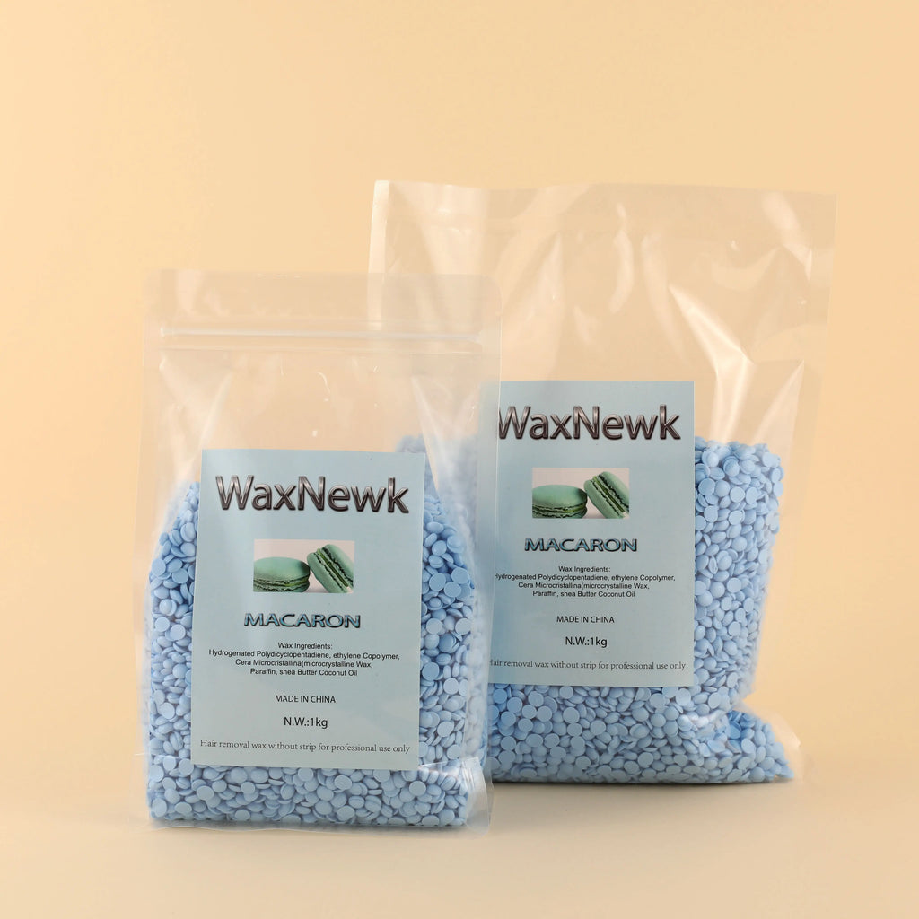 WaxNewK 1kg Macaron Blue Color Hypoallergenic Beauty Salon Painless Solid Low Temperature Viscous Strong Rosin Free Wax