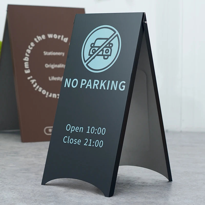 Foldable Floor Signage  Storefront Custom Design Metal Frame Sign Store Furniture Display Stand
