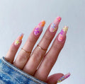 Wholesale 24pcs Long Coffin Press on Nails Colorful Ballerina Artificial Fingernails Design False Nails with Print Flower