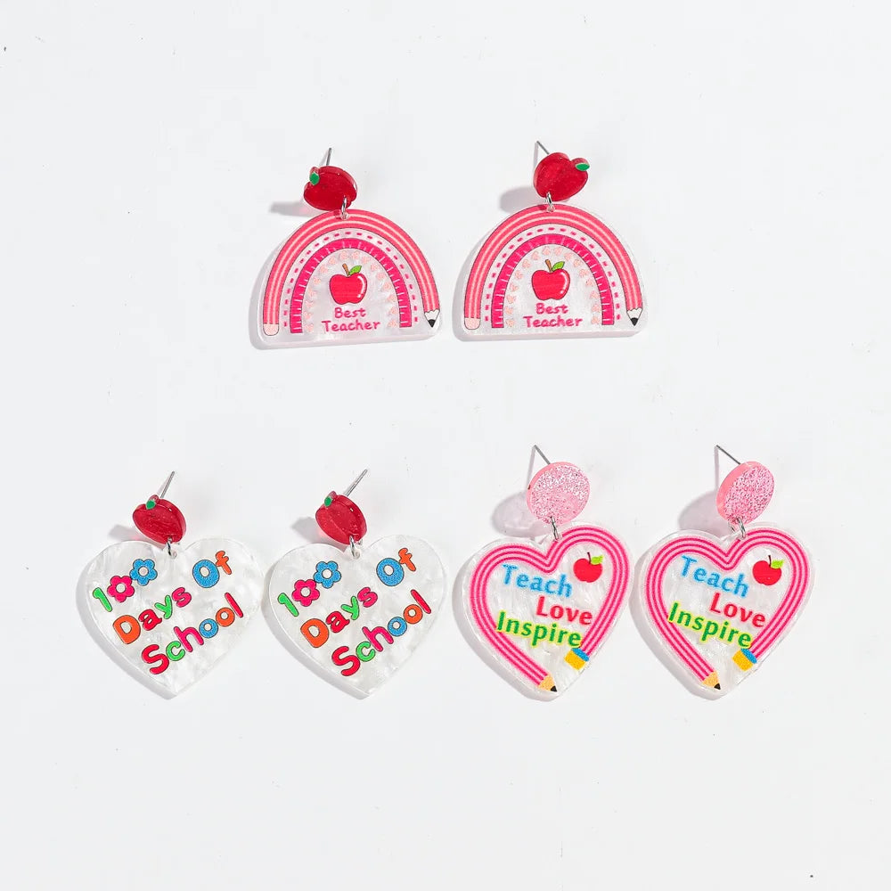 Hot Selling Laser Cut Glitter Pink Acrylic Drop Earrings Valentine's Day School Jewelry for Women for Party Occasions