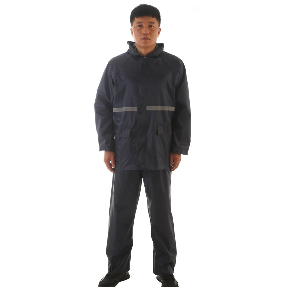 Men's PVC Polyester Raincoat Jacket Durable Windproof Adult Waterproof Motorcycle Reflective Suit Logo Decoration Cheap