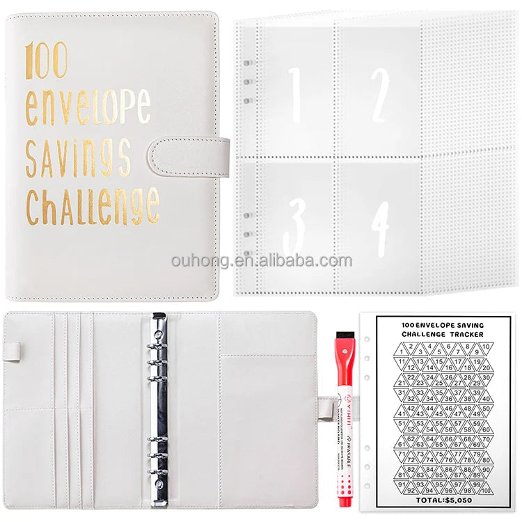New Product 100 Envelope Money Saving Challenge Gift $5050 Budget Binder With Marker Pen