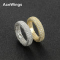 R073 6MM 18k Gold Plated Micro Pave CZ Rings Trendy Style Brass Cubic Zircon Unisex Jewelry