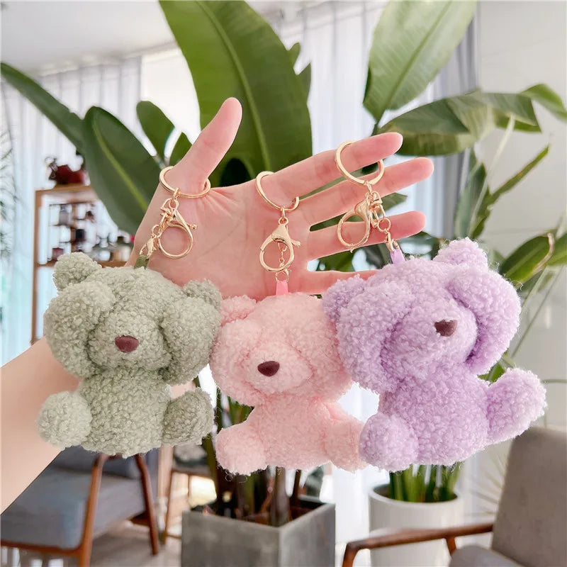 Lovely Teddy Bear Keychain Custom Mini Metal Plush Plastic Toys Stuffed Animal Ball Shape Wedding Supplies Decor