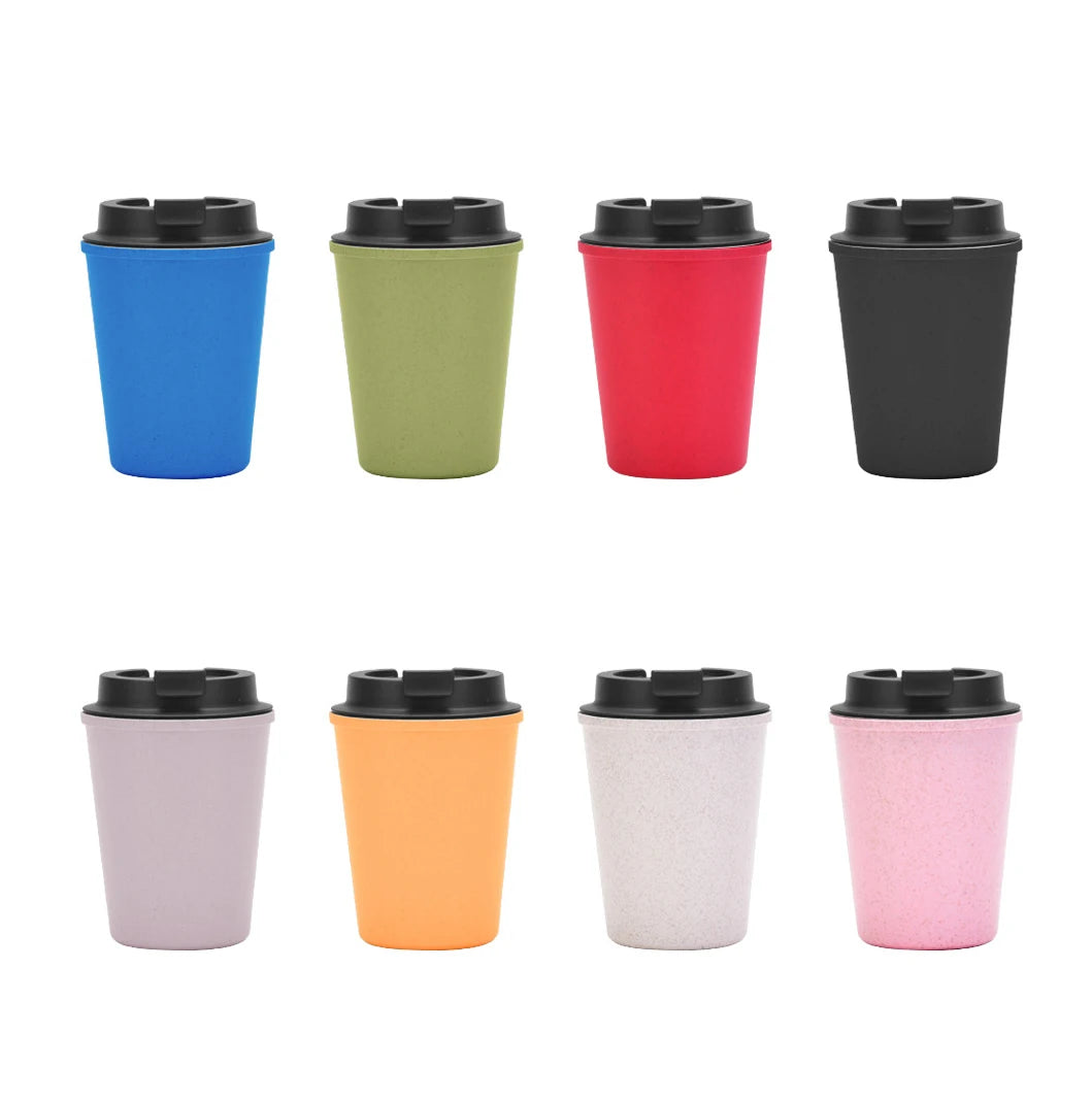 Popular Double Layer Water Mini Straw Reusable Coffee Portable Car Wheat Cup
