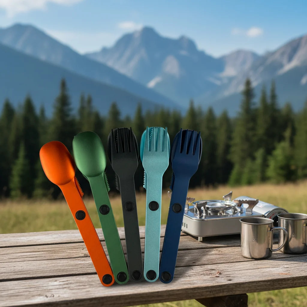 Aluminium Portable Magnetic Blue Orange Red Black Green Tableware Knife Fork Spoon Fork Set Aluminium Flatware