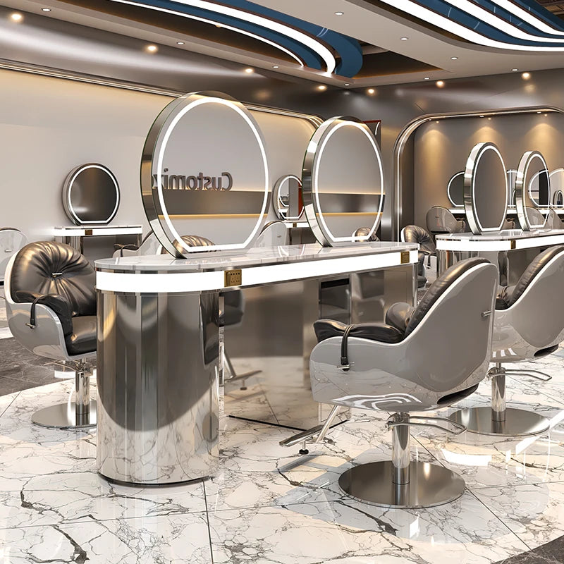 Modern Silver Single/Double Side Hair Salon Styling Mirrors Station Barber Led Salon Mirror for Sale