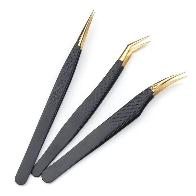 Gmagic NE 45 90 Degree Lash Extension Supplies Tweezers Light Grip Fiber Tip Set Best Diamond Tip Steel Lash Tweezers for Women