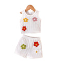 Summer Girl Sleeveless Flower Vest Top and Shorts Two Piece Outfits