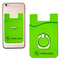 Custom Logo Silicone Phone Wallet Adhesive Card Sleeve Holder with Ring Stand for Business Giveaways