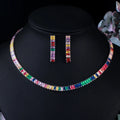 Evening Party Dinner Necklace Earrings Fashion Full Diamond Jewelry Rainbow Color Zircon Jewelry Set for Women