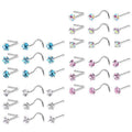 HOVANCI Gold Nose Ring Nose Stud 5 L Shape Screw Surgical Stainless Steel Flower Star Studs Nose Piercings Set