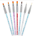 7-Piece Private Label Acrylic Nail Gel Polish Painting Design Crystal Handle Gel Brush for Flat 3D Shape Manicure Salon