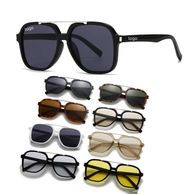 2025Steampunk Metal Temple Black Shades Trendy Polygonal Eyewear Double Bridge Square Retro Flat Top UV400 Outdoor Sun Glasses