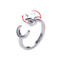 Copper the Star and Moon Patterns Can Be Rotated Adjustable Open Rings for WomenSpinner and Valentine's Day Gift
