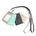 Custom Logo Vertical Flower ID Badge Card Holder with 1 Clear ID Window and Detachable Neck Lanyard PU Material