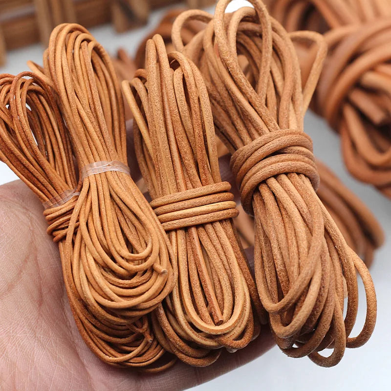 Wholesale 3mm Natural Color Genuine Cow Leather Cord Plated DIY Jewelry Making Findings Gift Wrapping 5mm 4mm 10mm Rope