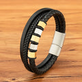 Charm Luxury Stainless Steel Magnetic Clasp Leather Bracelet for Men Gift Jewelry Bangle Genuine Leather Bracelet