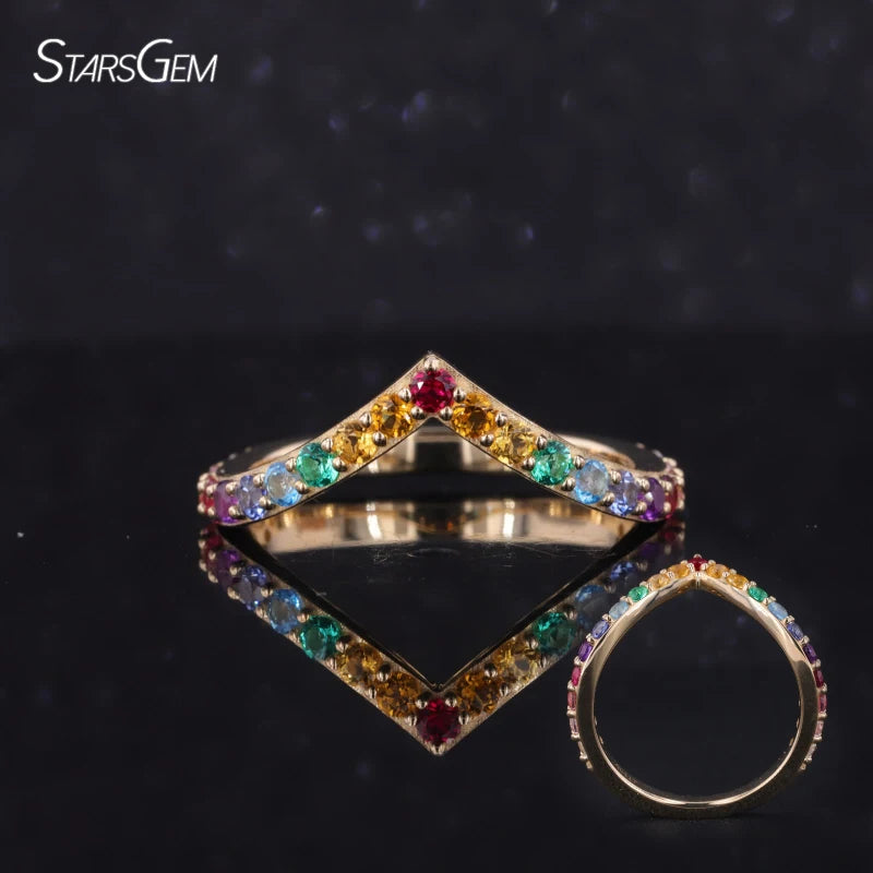Starsgem Low Price Group Order Moissanite Sapphire and Other Gemstone rainbow Ring From Demi