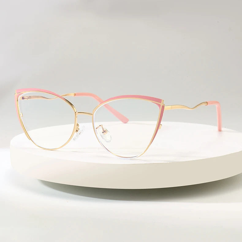Metal Spring Hinge Cat Eye Glasses TR90 Frames Blue Light Blocking Optical Eye Glasses Frames for Women