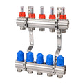 HANDING H2002 Series Modern Apartment 2-5 Ways Nickel Plated Hydronic Floor Heating Brass Manifold Flow Meter for System
