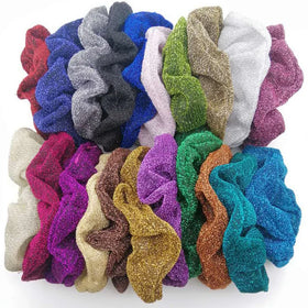 Wholesale Polyester Women's Gold Silver Wire Hair Rings Fashionable Simple European American Style Glitter Scrunchies