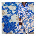 Eco-friendly Factory Price Semi-sheer Floral Pattern Blue Soft Metallic Lurex Jacquard Organza Fabrics for Dress