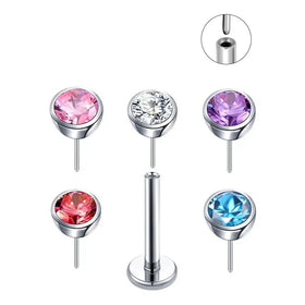 Push in Ear Stud G23 Titanium Piercing Jewelry Clean Zircon Earrings Threadless Labret Nose Rings Sexy Body Piercings