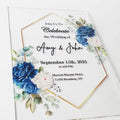 Luxury Wedding Invitations Acrylic Blue Flora Rose Cadeau Mariage Invit for Sweet Sixteen Faire Part Mariage Invitation