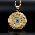 Ancient Egypt Jewelry Necklace Stainless Steel Round Eye of Horus Pendant Necklace