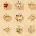 Diy Punk Jewelry Copper Gold Plated Colored Zirconia Accessories Multi-Style Geometric Heart Necklace Pendant for Jewelry Making