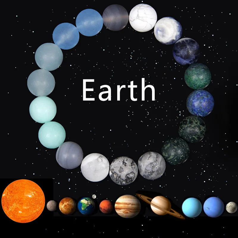 Adjustable Matte Frosted Cosmic Galaxy Bracelet Ethnic Style Beaded Bracelet Natural Stone Universe Planets for Christian Gift